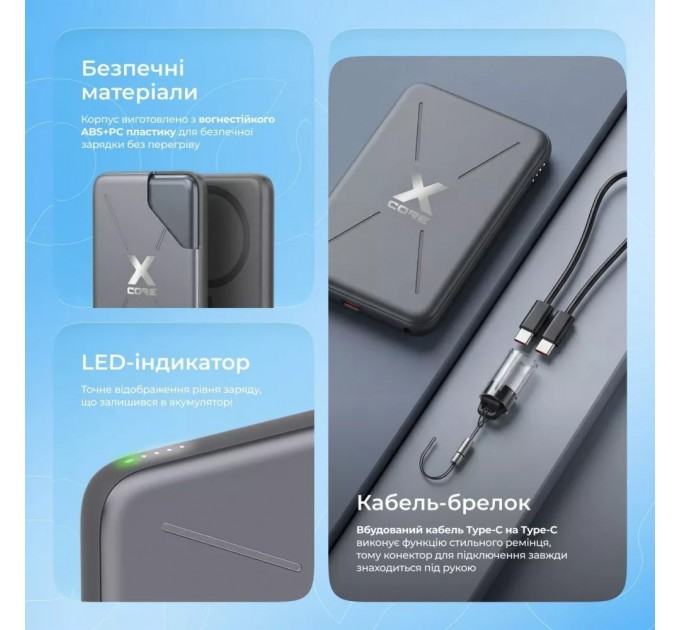 Універсальна мобільна батарея Proove X-Core 20W 5000mAh Gray (PNXC20010003)