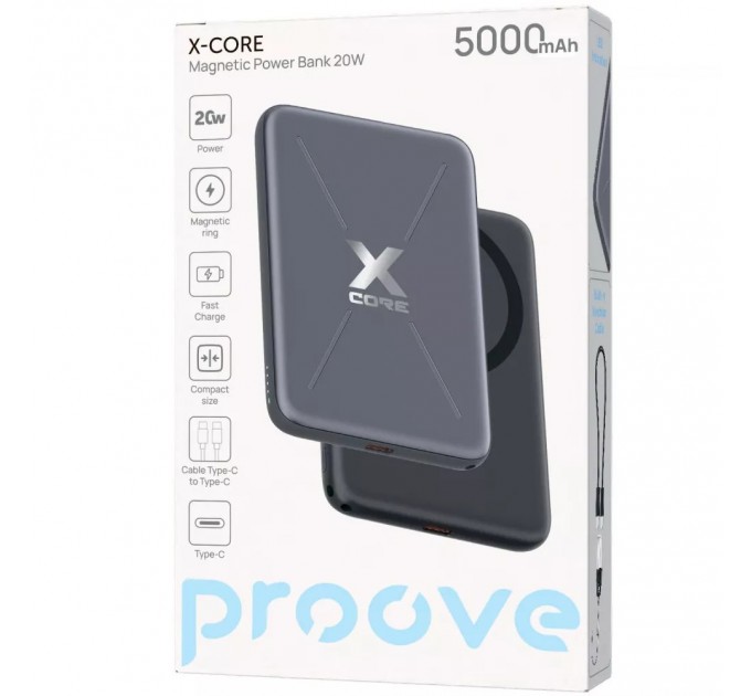 Універсальна мобільна батарея Proove X-Core 20W 5000mAh Gray (PNXC20010003)