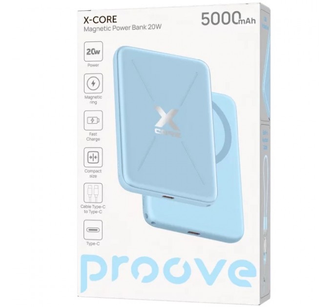 Універсальна мобільна батарея Proove X-Core 20W 5000mAh Sky Blue (PNXC20010008)