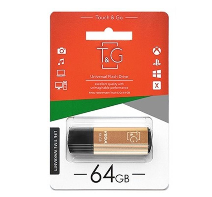 T&G Флеш-накопичувач USB 64GB T&G 121 Vega Series Gold (TG121-64GBGD)