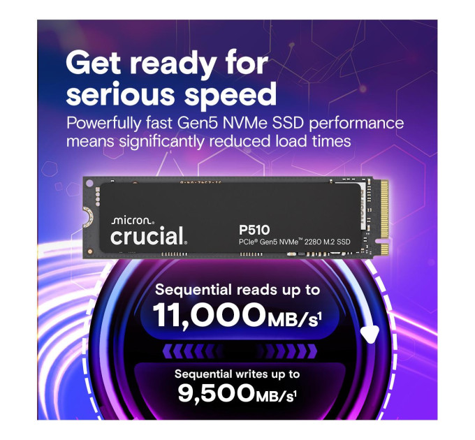 Crucial Твердотільний запам’ятовувальний пристрій накопичувач (SSD) G5 M.2 NVME 1TB P510 CT1000P510SSD8 CRUCIAL