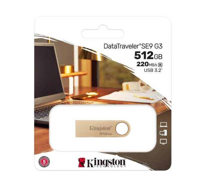 Kingston USB флеш накопичувач Kingston 512GB DataTraveler SE9 G3 Gold USB 3.2 (DTSE9G3/512GB)