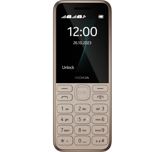 Мобильный телефон Nokia 130 2023 Dual Sim Light Gold; 2.4" (320x240) TFT / клавиатурный моноблок / ОЗУ 4 МБ / 4 МБ встроенной + microSD до 32 ГБ / без камеры / 2G (GSM) / 130.9x50.6x14 мм, 98.2 г / 1450 мАч / золотистый