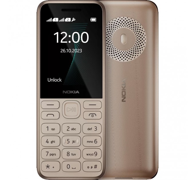 Мобильный телефон Nokia 130 2023 Dual Sim Light Gold; 2.4" (320x240) TFT / клавиатурный моноблок / ОЗУ 4 МБ / 4 МБ встроенной + microSD до 32 ГБ / без камеры / 2G (GSM) / 130.9x50.6x14 мм, 98.2 г / 1450 мАч / золотистый