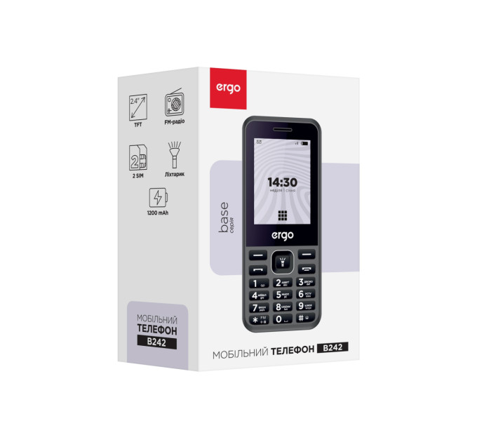 Ergo Мобiльний телефон Ergo E242 Dual Sim Black