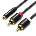 Vention Кабель Vention 3.5 мм - 2хRCA (F/M), 1 м, Black (VAB-R01-B100)