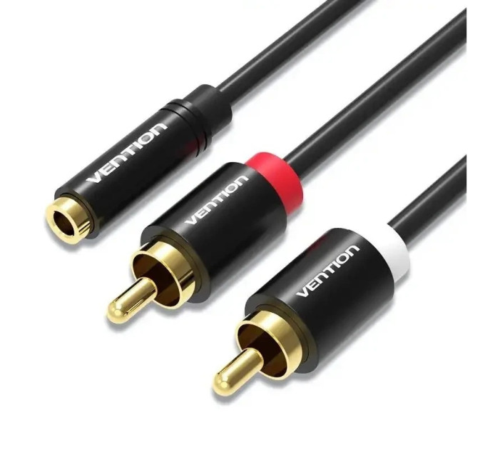 Vention Кабель Vention 3.5 мм - 2хRCA (F/M), 1 м, Black (VAB-R01-B100)