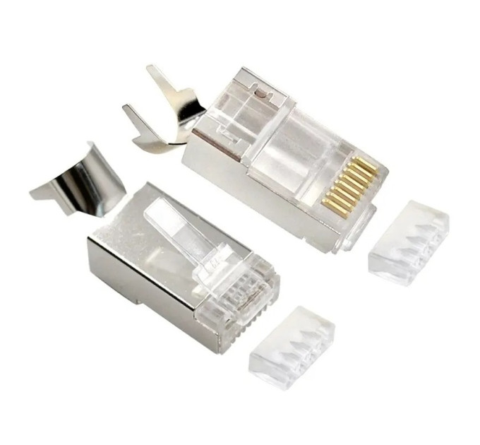 Cablexpert Конектор RJ 45 Cablexpert (LC-PTF7-01/10) 8P8C, Cat.7, FTP, з наскрізними отворами, позолочені контакти (10 шт/уп)