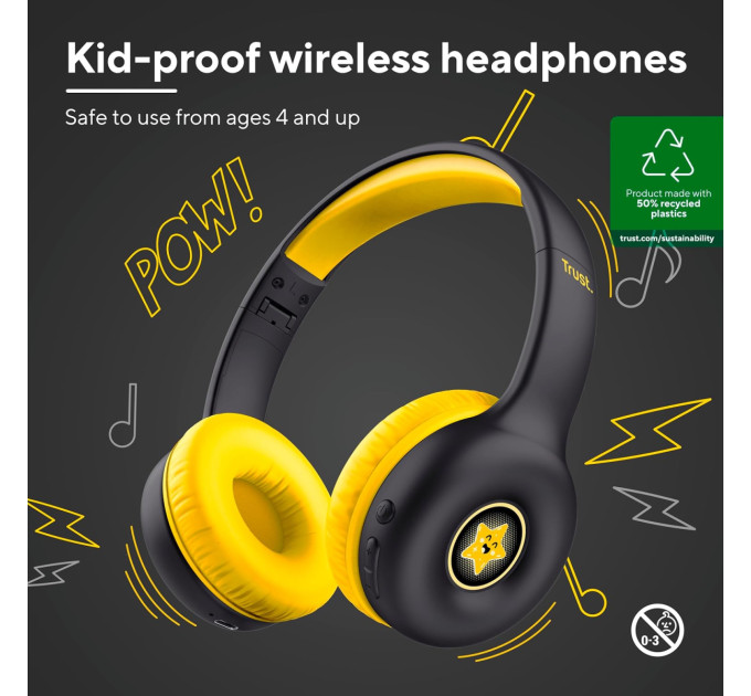 Trust Bluetooth-гарнітура Trust On-ear Nouna Kids, Wireless Pink (25274)
