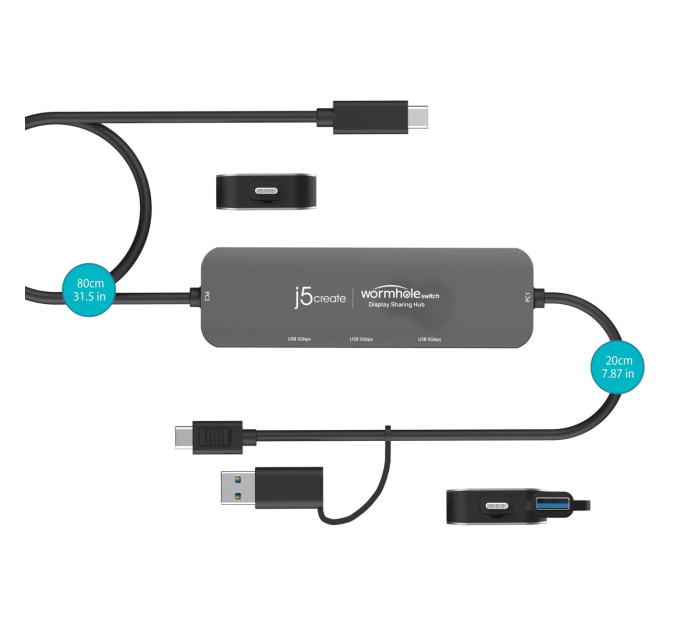 J5create USB-хаб J5create Wormhole Switch Grey (JCH462-N)