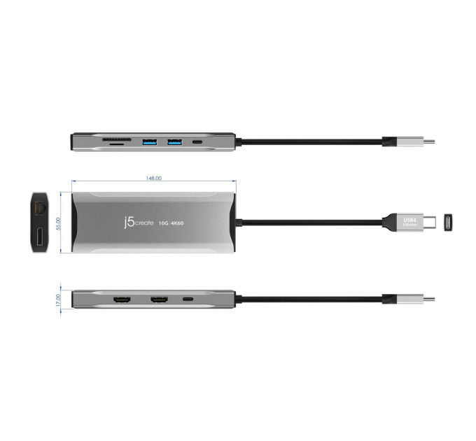 J5create Док-станція J5create USB-C 11-в-1 (JCD397-N)