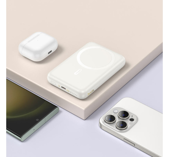 HOCO Батарея універсальна HOCO 10000mAh Grace PD/20W Magnetic White (J141 / 714985)