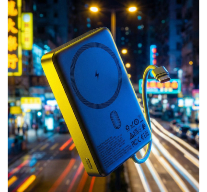 HOCO Батарея універсальна HOCO 10000 mAh Origen Dual PD/20W Magnetic with cable Type-C Metal Gray (Q44 / 714983)