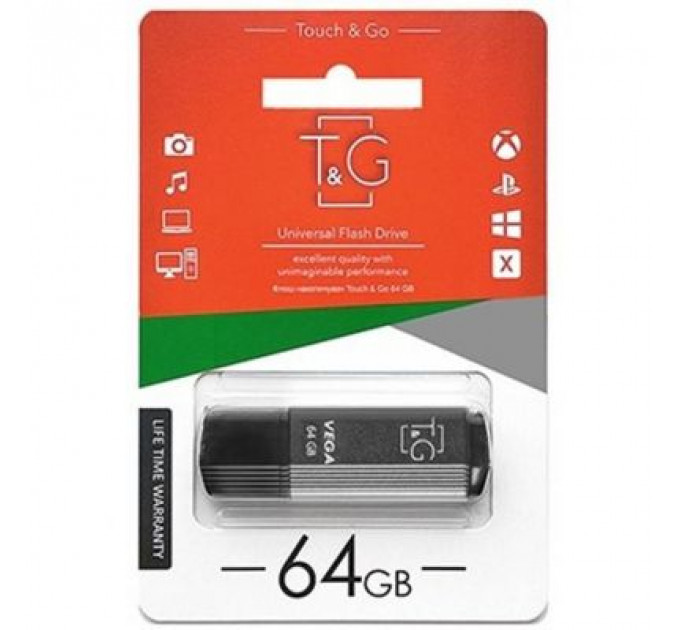 USB флеш накопичувач T&G 64GB 121 Vega Series Grey USB 2.0 (TG121-64GBGY)