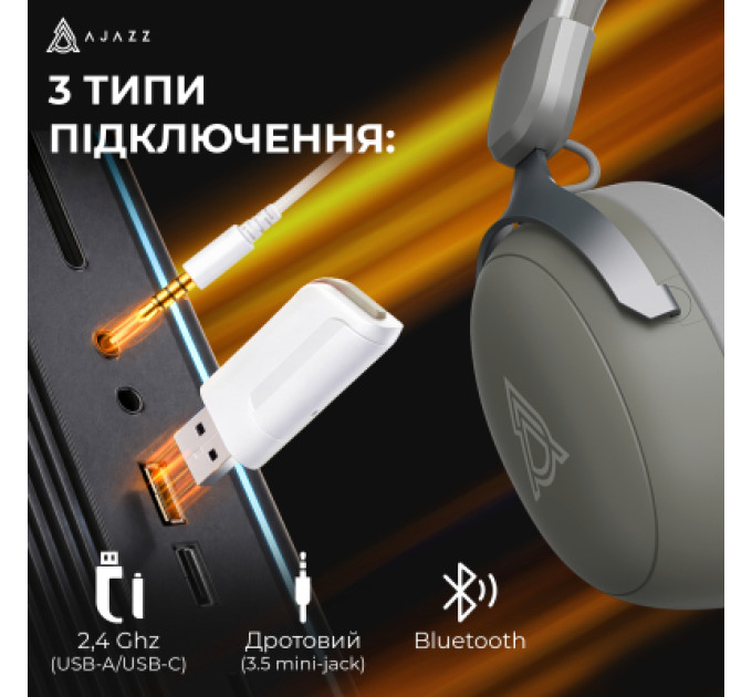 Ajazz Навушники Ajazz AHM08 MAX 3-Mode Grey (AHM08-MAX-GW)
