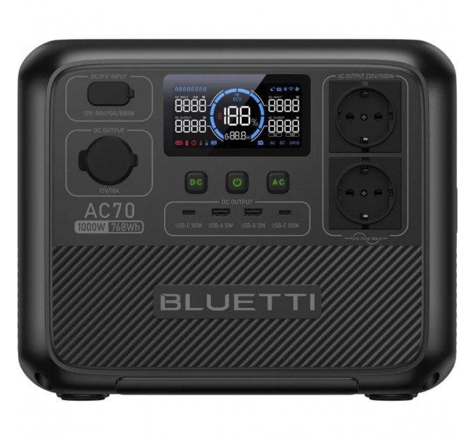 Зарядна станція Bluetti AC70 768Wh 218333mAh 1000W (PB931583)