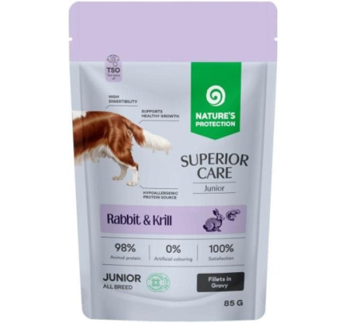 Nature's Protection Вологий корм для собак Nature's Protection Superior Care Junior Grain Free Rabbit and Krill 85 г (NPSC47912)