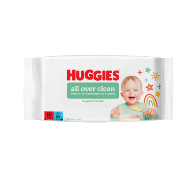 Huggies Дитячі вологі серветки Huggies OverClean 56 шт (5029053567822)