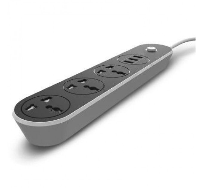 Мережевий фільтр живлення ColorWay CW-CHU33B, 3 розетки/3USB Black 1.8M (CW-CHU33B)