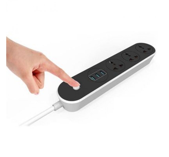 Мережевий фільтр живлення ColorWay CW-CHU33B, 3 розетки/3USB Black 1.8M (CW-CHU33B)