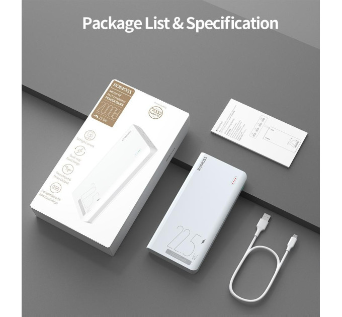 Romoss Універсальна мобільна батарея Romoss Sense6F 20000mAh 22.5W White (PPH80-611-1121H)
