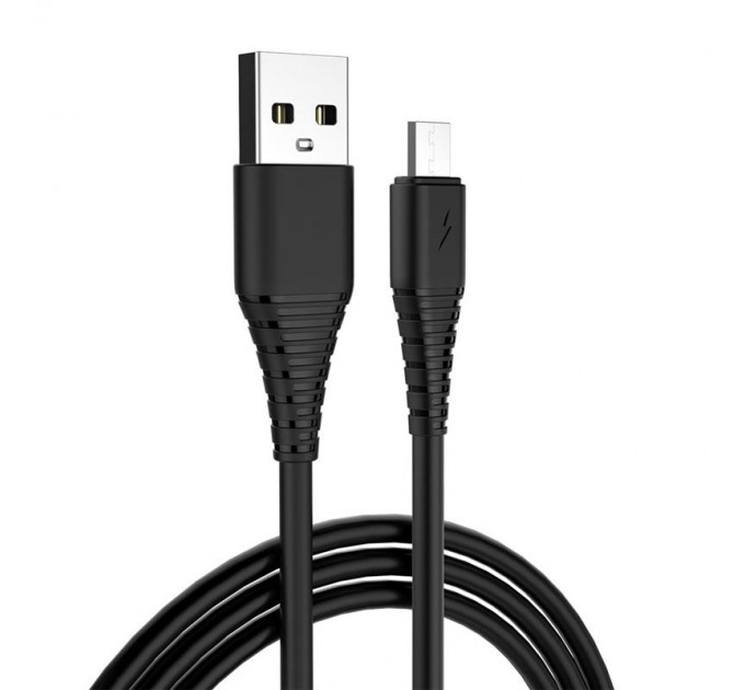 Кабель ColorWay USB-microUSB  (PVC), 2.4А, 1м, Black (CW-CBUM025-BK)