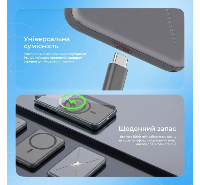 Proove Універсальна мобільна батарея Proove X-Core 20W 5000mAh Sky Blue (PNXC20010008)