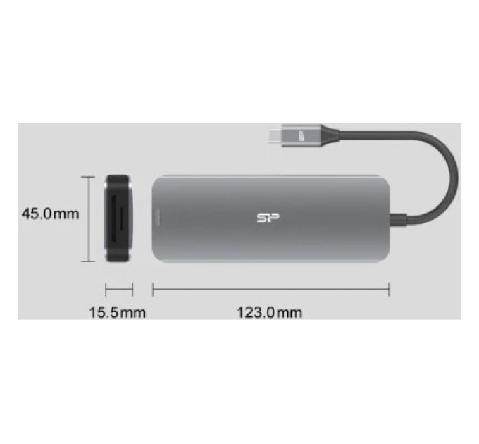 Silicon Power Концентратор Silicon Power USB-C 8-in-1 SR30 Silver Aluminum (SPU3C08DOCSR300G)