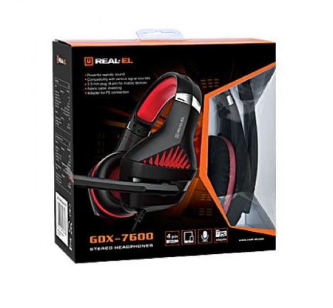 Навушники REAL-EL GDX-7600 Black/Red (EL124100028)