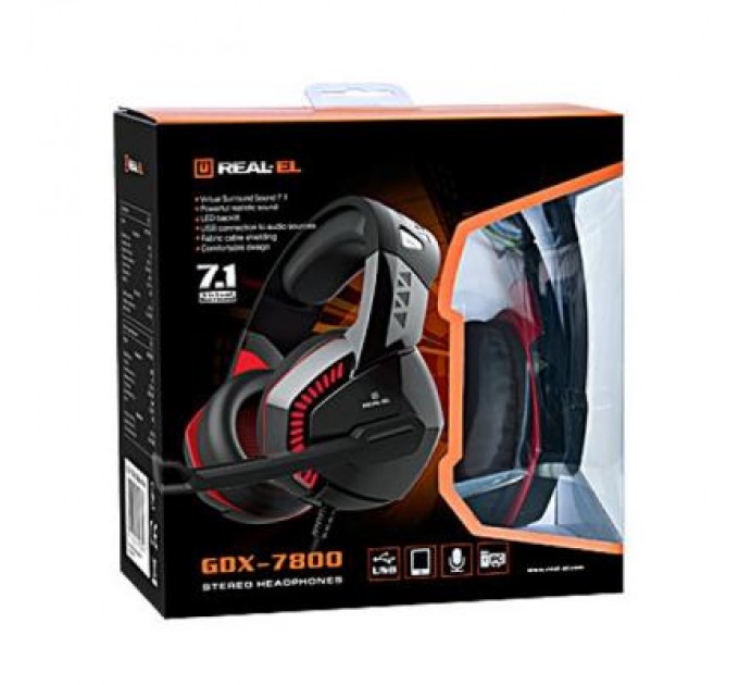 Навушники REAL-EL GDX-7800 Black/Red (EL124100027)
