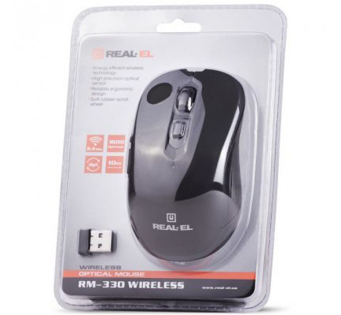 Мишка REAL-EL RM-330 Wireless Black