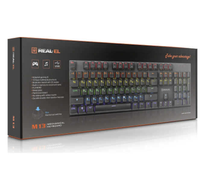 REAL-EL Клавіатура REAL-EL M 13 USB Grey (EL123100045)