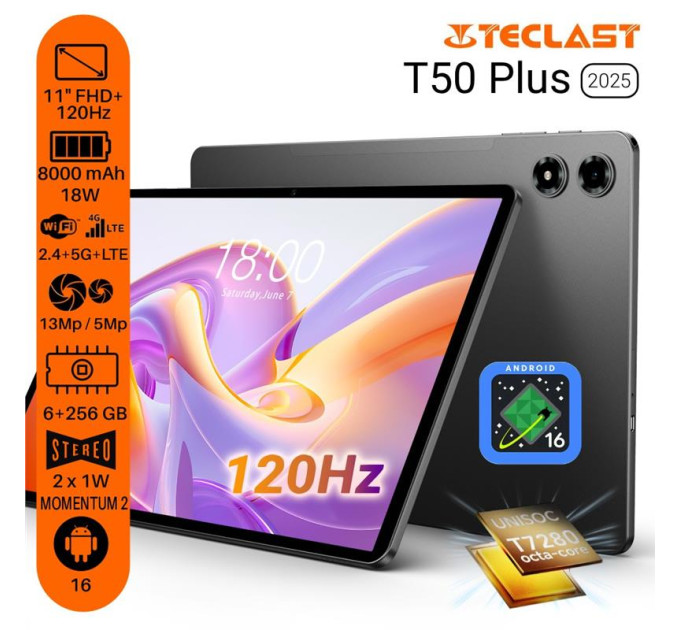 Teclast Планшет Teclast T50Plus 11" 6/256GB/ LTE/ Metal / Gray (6940709688403)