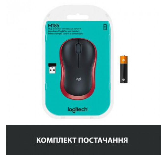 Мишка Logitech M185 red (910-002240)