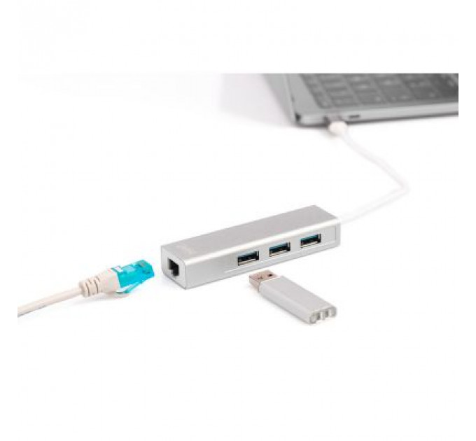 Концентратор Digitus USB-C - USB 3.0 3 Port Hub + Gigabit Ethernet (DA-70255)