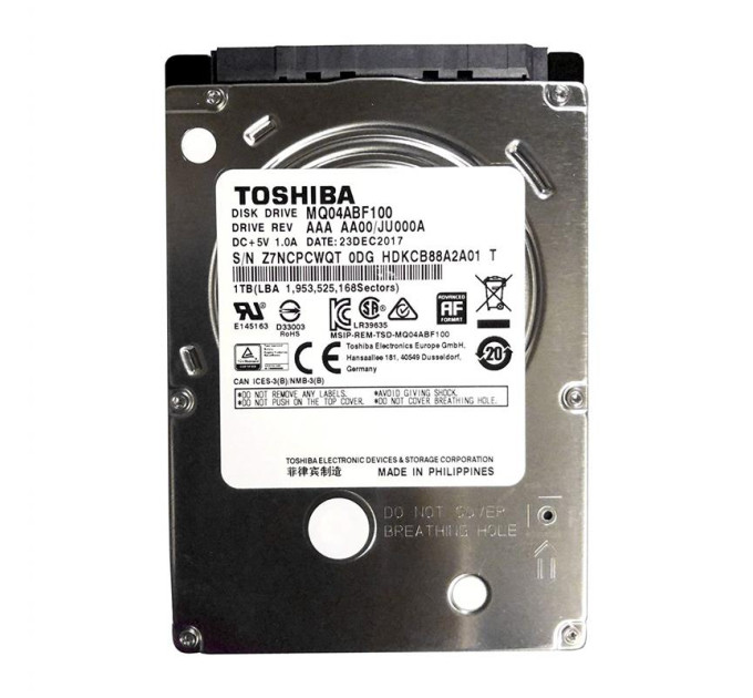Toshiba Накопичувач HDD SATA 1.0TB Toshiba MQ04AB 5400rpm 128MB (MQ04ABF100)