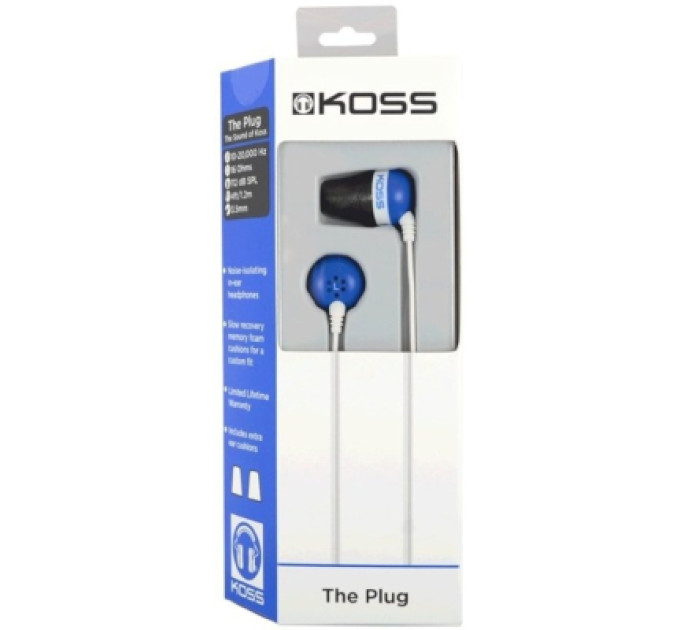 Koss Навушники Koss The Plug Noise Isolating Blue (196544.101)