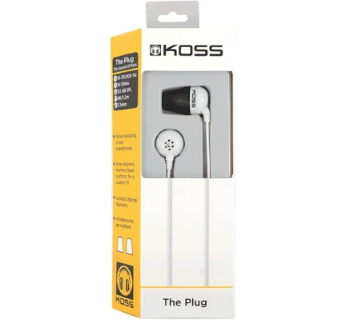 Koss Навушники Koss The Plug Noise Isolating White (196809.101)