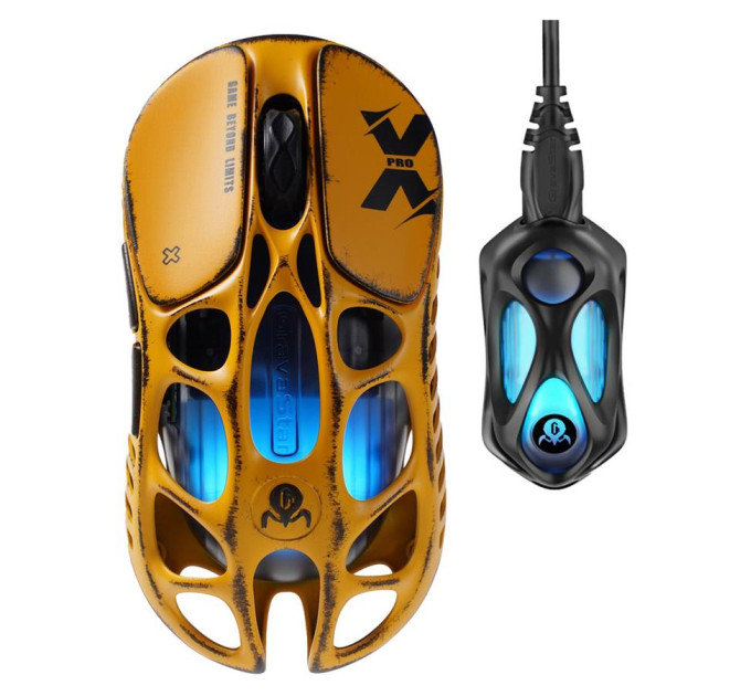 GravaStar Мишка GravaStar Mercury X Pro 8K RGB Wireless/Bluetooth/USB Battle-Worn Yellow (GS_X_PRO_YLW)