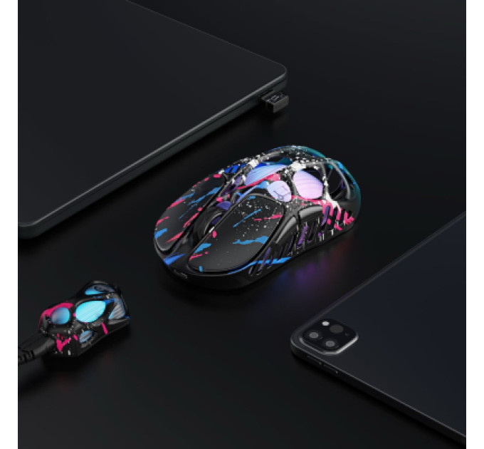 GravaStar Мишка GravaStar Mercury X Pro 8K RGB Wireless/Bluetooth/USB Neon Graffiti (GS_X_PRO_CG_BLK)