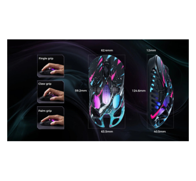 GravaStar Мишка GravaStar Mercury X Pro 8K RGB Wireless/Bluetooth/USB Neon Graffiti (GS_X_PRO_CG_BLK)