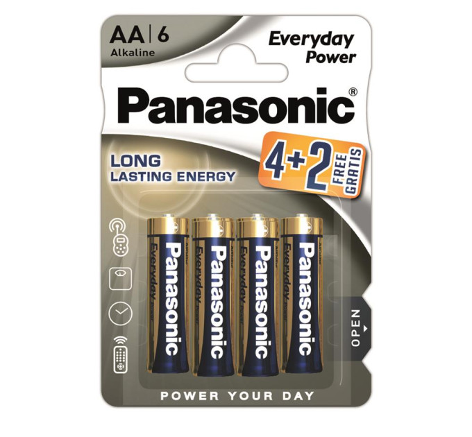 Panasonic Батарейка Panasonic AA Everyday Power * 6 (LR6REE/6B2F)