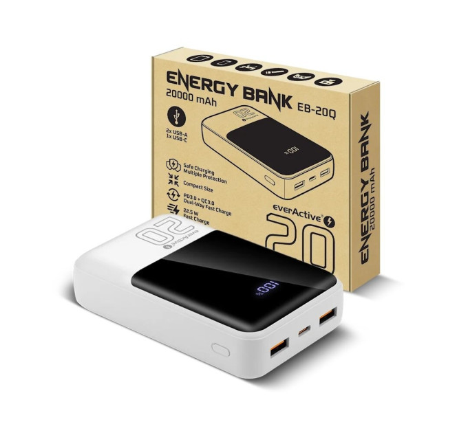 everActive Універсальна мобільна батарея everActive EB-20Q 20000mAh White