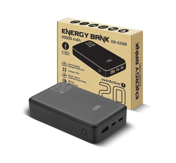 everActive Універсальна мобільна батарея everActive EB-22QB 20000mAh Black