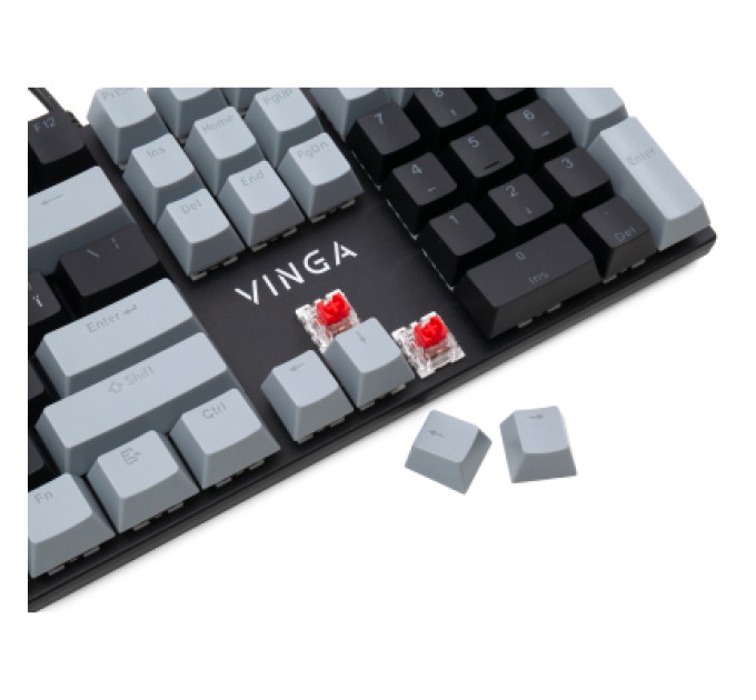 Клавіатура Vinga KBGM-090 LED Red Switch USB Grey/Black (KBGM-090R Grey/Black)