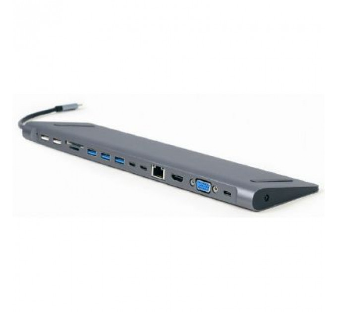 Концентратор Cablexpert USB-C 9-in-1 (Hub/HDMI/VGA/PD/card-reader/lan/audio) (A-CM-COMBO9-01)