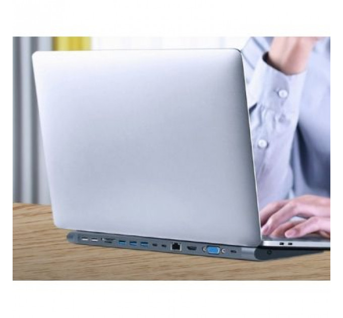 Концентратор Cablexpert USB-C 9-in-1 (Hub/HDMI/VGA/PD/card-reader/lan/audio) (A-CM-COMBO9-01)