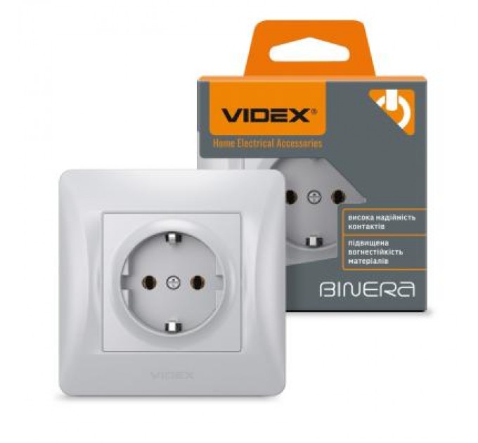 Розетка Videx BINERA 2ая із заземленням кремова (VF-BNSK1G-SS)