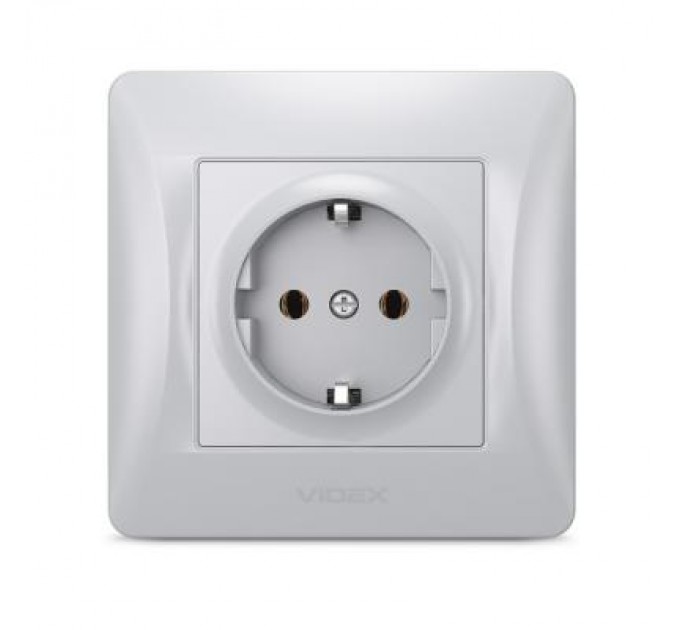 Розетка Videx BINERA 2ая із заземленням кремова (VF-BNSK1G-SS)