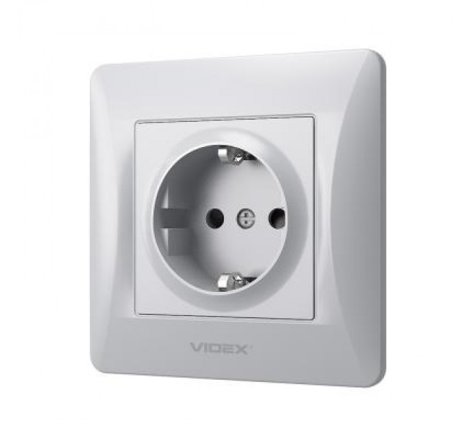 Розетка Videx BINERA 2ая із заземленням кремова (VF-BNSK1G-SS)